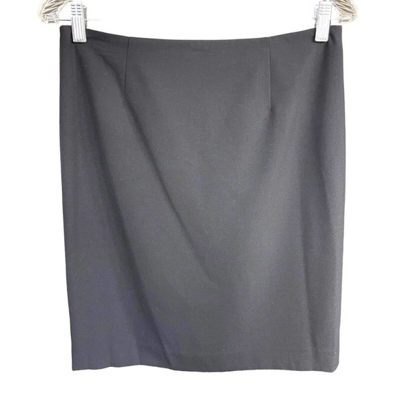 Anne Klein Black Mini Pencil Skirt Lined Slit Career sz 4 - Picture 1 of 3